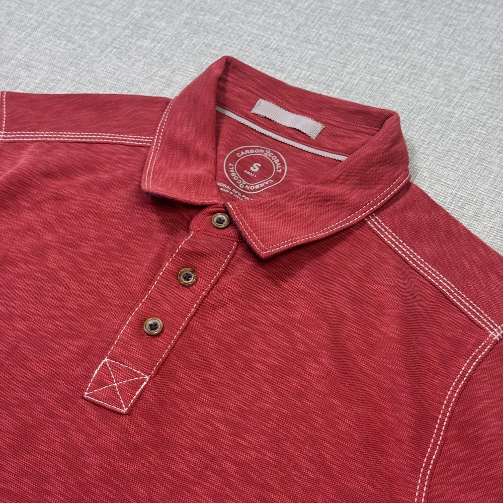 Carbon 2 Cobalt Polo Shirt Men S Red Modal Polyester Tagless Point Collar Casual